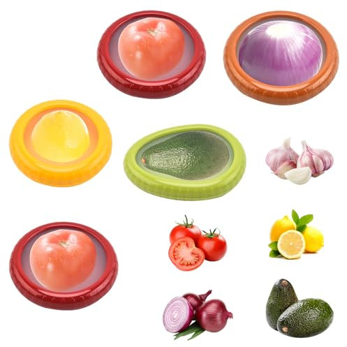 TOWEBOORY Contenitori per Alimenti in Silicone Riutilizzabili, 5 Pezzi Fresh Food Container Scatola per Frutta e Verdura Salva Avocado e Contenitore per Pomodori, per Avocado, Mele, Cipolle