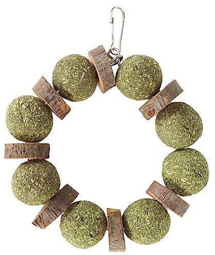 HUONIU Kaninchen-Nagetierspielzeug, Kauball und dekorativer Ring für Hamster und Meerschweinchen (Wooden Piece Round Ring)
