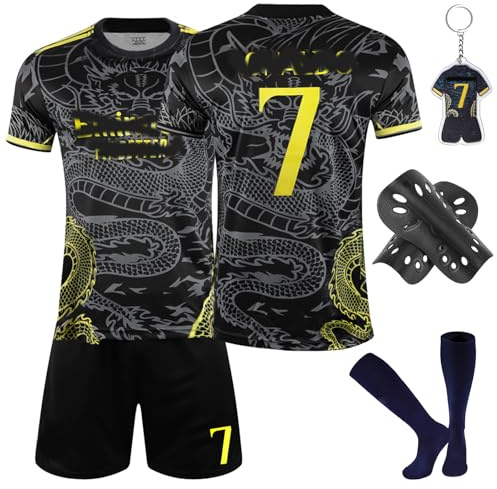 Home Away Football Kit for Kids Boys - Soccer Jersey Training Set With Shirts, Shorts, Guard Plate, Keychain and Socks - Gift for Kids Fans