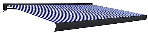 Willood Markise Motorisierte Gelenkarmmarkise Markise Garten Terrasse Balkon 400 x 300 cm Blau und Weiß (Grauer Rahmen)