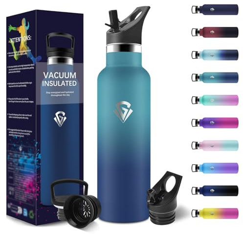 HoneyHolly Botella Agua Acero Inoxidable, Termo Agua Fria, 500ml Cantimplora Termica Sin BPA, 12H Caliente/24 Frío, Botella para Niños & Adultos, Botella Acero Inoxidable para Deporte, Oficina, Yoga
