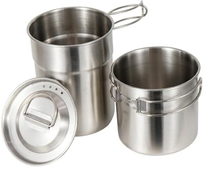 Toyvian Tazza Da Campeggio in Acciaio Inox, Set Da 2 Con Manico Pieghevole, Tazza Portatile Per Picnic e Escursioni, Resistente e Antiruggine