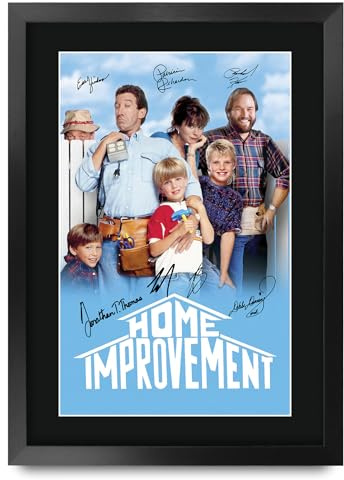 HWC Trading Home Improvement (1991) Tim Allen Geschenke Gedrucktes Signiertes Autogramm Poster für Fans von Fernsehn Memorabilien - A3 Gerahmt