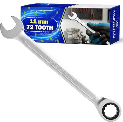 MONTERAL Llave Fija con Carraca de 11 mm 72 Dientes - Llave Trinquete Combinada Fabricada en Acero Aleado CrV
