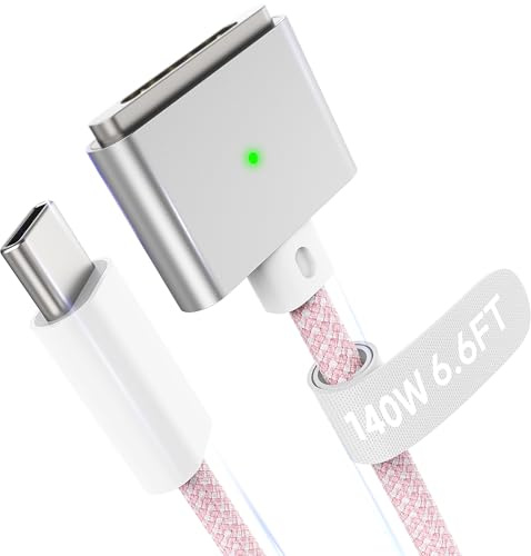 Hugener Cavo magnetico 3 USB-C da 2,8 m, compatibile con caricabatterie M4/M3/M2 MacBook Air Pro, cavo magnetico sicuro 3 da 140 W per MacBook Air (13/15 2025/2024/2023/2022), Pro (16/14 2024/2023