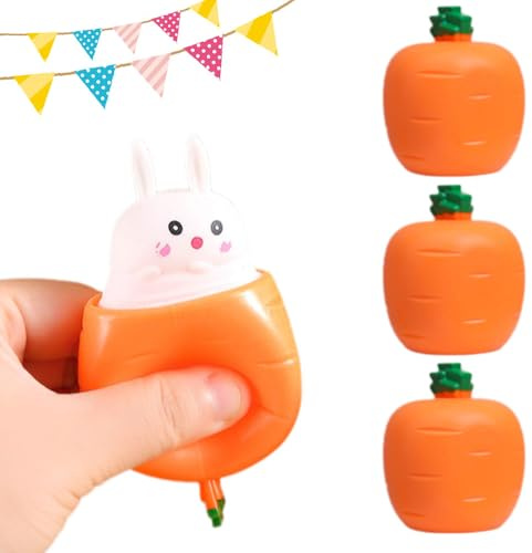 3 Stück Hasen Spielzeug Squeeze Toy, 2026 Neu Osterhasen Antistress Spielzeug Bälle Interaktives, Ostern Karotte Hase Squeeze Ostergeschenke Kaninchen Spielzeug für Kinder (3 Stück)