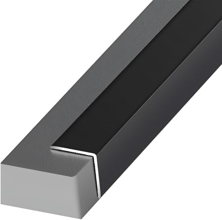 Coayuou Baguette D Angle Alu Finition Carrelage 90cm* 3pièces Profile d'angle Protection Contre Les Dommages Et Esthétique Moderne- Parfaite pour Cuisine, Salle De Bain Et Salon(Black,25 * 25mm)