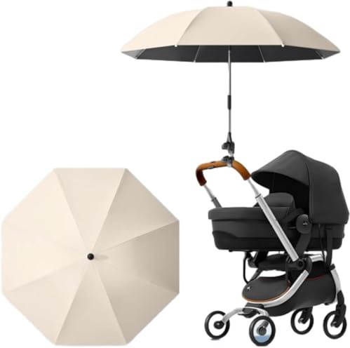 ATLETHIOLOG Universal Sonnenschirm für Kinderwagen UV Schutz 50+, Sonnenschutz Regenschirm für Kinderwagen und Buggy, 85 cm Durchmesser mit 360° flexibler ständer, für Rund- und Ovalrohre