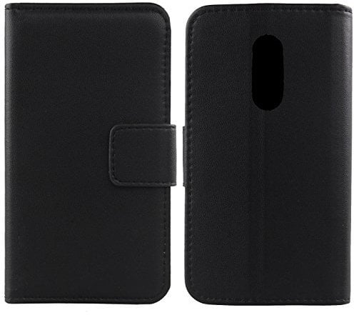 Gukas Design Echt Leder Tasche Für TP-LINK Neffos X1 MAX 5.5 Hülle Lederhülle Handyhülle Handy Flip Brieftasche mit Kartenfächer Schutz Protektiv Genuine Premium Case Cover Etui Skin (Schwarz)