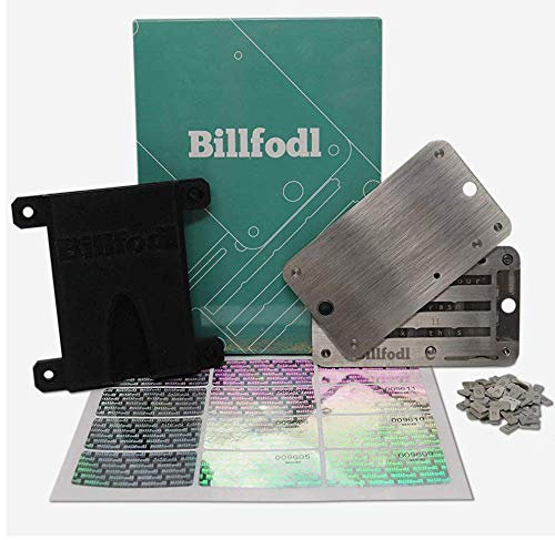 The HODL Bundle by BillFodl (1 Main Unit, 1 Set Tamper-Proof Stickers, 1 Fodl Hodler) | Bitcoin, Ethereum & Crypto Wallet - Hardware Wallet Backup for Ledger Nano S, Trezor & KeepKey