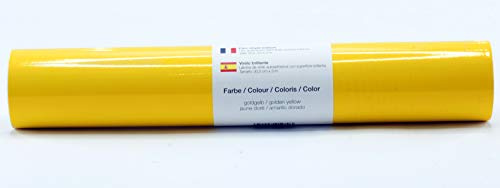 Selbstklebende Plotterfolie Vinylfolie 30,5 cm x 3 m glänzend 39 Farben zur Auswahl, Farbe:111 Goldgelb