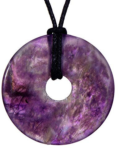 Morella Collane da Donna 80 cm con Pendenti di Pietre preziose a Forma di Ciambella Donut Ametista in Sacchetto di Velluto