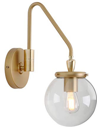 Phansthy runde klarglas Wandbeleuchtung Wandleuchten Vintage Industrie Loft-Wandlampen Antik Deko Design Drehbare gebogene Stange Wandbeleuchtung Küchenwandleuchte im Landhausstil (antike Farbe)