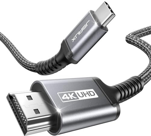 JSAUX USB C auf HDMI Kabel 3M,USB Typ C zu HDMI 4K UHD Kabel(Thunderbolt 3 Kompatibel) mit iPhone 16/15 Pro, MacBook Pro 2018, MacBook Air/iPad Pro 2018, Samsung Galaxy S23/S22/S10/S9, Surface Book