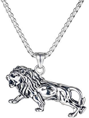 dsanbo Edelstahl Halskette Herren Kette Anhänger König Löwe Punk Schmuck Männer