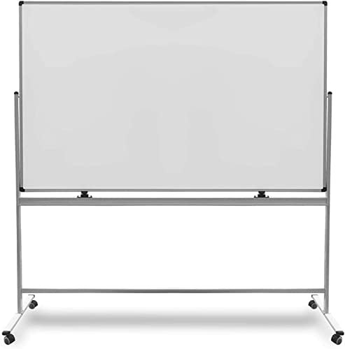 Whiteboard Stanford | Lackiert oder Emailliert | Doppelseitig & drehbar | Magnettafel mit Alurahmen & Stiftablage | Mobil in 5 Größen (90 x 120 cm, Lackiert)