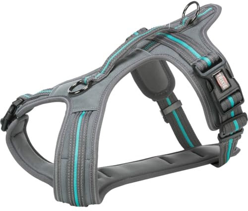 Trixie Fusion Reisegeschirr, Graphit/Ozean, M-L: 61-75 cm/30 mm, Nylon