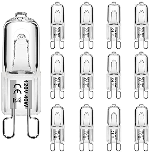 WeshLMPO G9 Bulb 40W 120V G9 Halogen Light Bulbs 2 Pin for Hood Light Oven Bulb Replacement Dimmable Warm White (12 Pack)