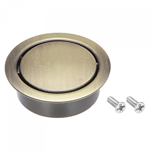 sourcing map Finger Flush Pull Handle 2pcs Outer Dia. 42mm/1.65 Bronze Tone with Screws