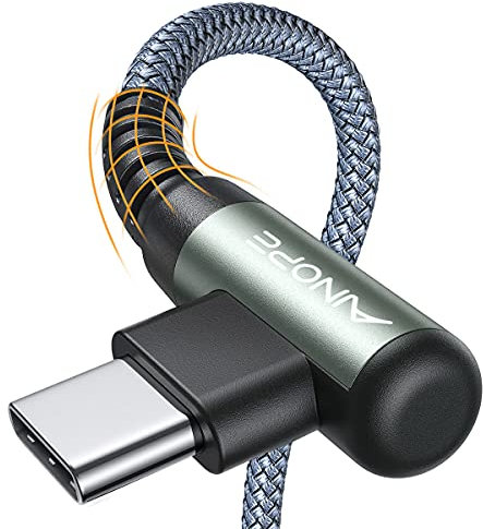 AINOPE USB C Kabel 3.1A Schnellladung, [0.5M] Typ C Ladegerät Schnelles Aufladen Rechten Winkel, Strapazierfähiges Nylon geflochten USB C Ladekabel Kompatibel mit Samsung S10 S9 S8 Plus Note 10 9 8