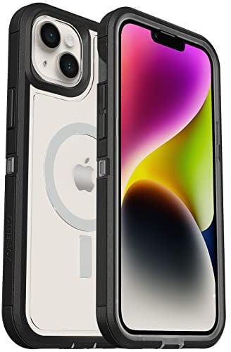 OtterBox iPhone 14 Plus Defender Series XT Case - BLACK CRYSTAL, Screenless, Rugged, Snaps to MagSafe, Lanyard Attachment
