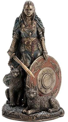 Statue Freya, Göttin der Schönheit, der Liebe und des Kriegs, Antik-Line, Höhe 22 cm
