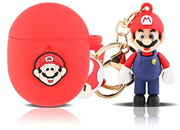 Case for Google Pixel Buds Pro Earbuds, BGAANM Silicone Pixel Buds Pro Charging Case Protective Cover with Doll and Keychain - Cute Skin Designed (Mario)