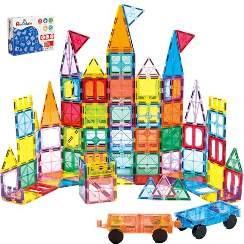 Anbalulu 134PCS Magnetic Building Tiles, Gift for Boys and Girls Ages 3+