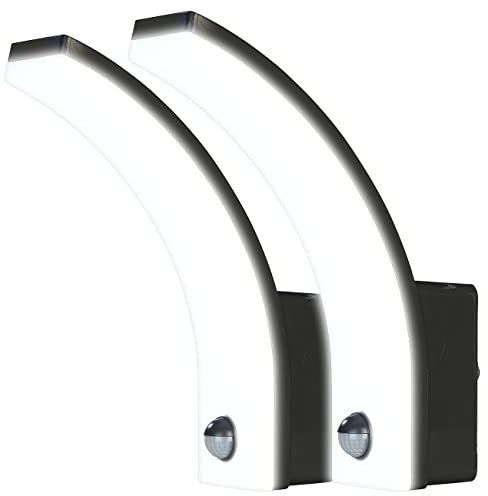 Lunartec außen-Wandlampe LED: 2er-Set LED-Außenwandleuchte PIR-Sensor, 2.300 lm, 20 W, IP65, schwarz (aussen-Wand-Licht, Fassadenbeleuchtungen, Dachrinnenleuchten)
