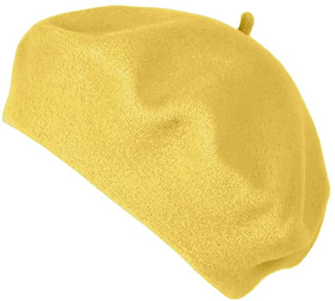 Van Der Rich ® - Französische Klassische Baskenmütze Barett - Damen (Gelb, One Size)