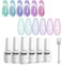 Vishine Cat Eye Holographic Glitter Gel Nail Polish Set Soak Off UV LED Light Starry Sky Effect Magic Gel Nail Polish Kit Manicure Nail Art Kit 6 Colors with Free Magnet 8ml