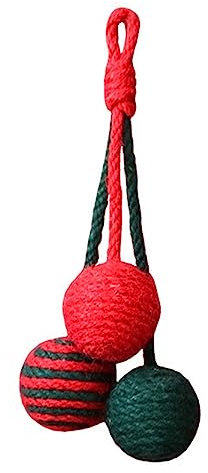 MiOYOOW Boule Sisal Jouet Chat, Jouet Balle Chat Interactif Suspendue Boule Grattoir Chat Tricolores de Fait à la Main pour Chats D'intérieur