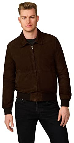 RICANO Leon – Herren Bomber-Stil Lederjacke (Regular Fit) - hochwertiges Ziegen-Velour Leder