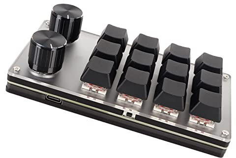 VBESTLIFE Interruptor Rojo Teclado Macro Perillas Ergonómicas Personalizadas Mini Teclado USB para PC (12 Teclas con 2 perillas)