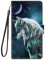 Wuhaizher Nokia C32 Case Flip Shockproof Leather Folio Book Wallet Case with Card Holder Stand Silicone Bumper Protector Cover for Nokia C32 Phone Case for Girls Kids, Wolves