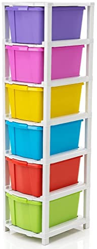 GROZNOL 6 XL Plastic Modular Drawer System for Home, Office, Hospital, Parlor, School, Doctors, Home and Kids, Product Dimension When assembeled (31cmx39cmx116cm) (6XL) (Multi-colour)