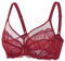 DOBREVA Femme Soutien Gorge Transparent avec Armature Minimiseur Dentelle Bralette Rouge Chinois 100C