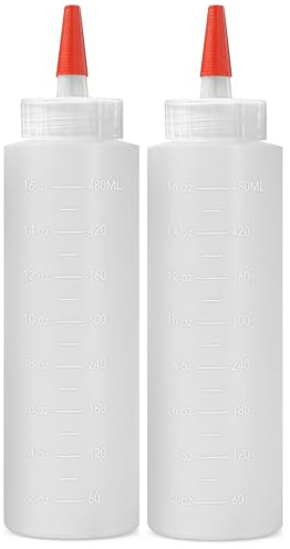 2-pack Plastic Squeeze Bottles for Sauces - 16oz Condiment Squeeze Bottles