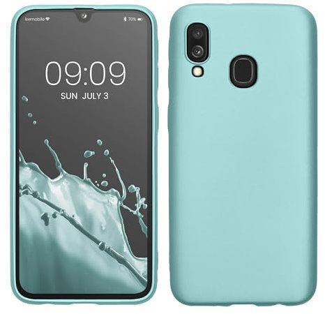 kwmobile Case kompatibel mit Samsung Galaxy A40 Hülle - Schutzhülle aus Silikon metallisch schimmernd - Handyhülle Metallic Mintgrün