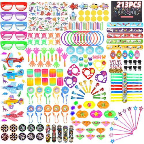 SOBEAU 213pcs Gadget Compleanno Bambin, Regalini Compleanno Invitati Giocattoli, Feste di Compleanno Bambini, Regalini Carnevale Fine Festa Compleanno, Giocattolo per Bambini Feste Ripieni di Pita