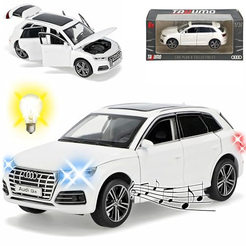 A*U*D*I Q5 II SUV Weiss 2. Generation Ab 2016 mit Licht und Sound 1/32 Tayumo Modell Auto mit oder ohne individiuellem Wunschkennzeichen