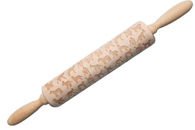 PRETYZOOM Nudelholz Aus Holz Mit Hundemuster Präge Nudelholz Rutschfester Griff Backen Zuhause Für Pasta Keksteig Fondant