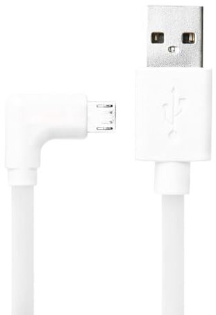 Mr. Gadget's Solutions Cargador Rápido Cable de Datos de 90 Grados Tipo-C Macho a USB-C de Ángulo Recto Compatible con Galaxy, Tabletas y Móviles - Blanco, 1m