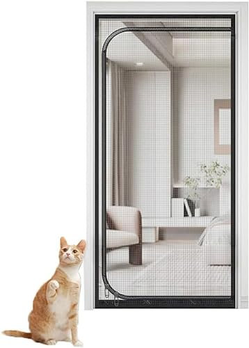 Zipper Pet Screen Door Cat Resistant Mesh Screen 100X210cm Cat Resistant Door Screen With Stop Cats Running Out Thickened Cat Resistant Mesh Screen Door For Cat Pet Home Bedroom (Color : E, Size : 8