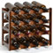 IWTTWY Wine Rack, 4 Tier Free Standing 16 Bottles Wines Storage, Natural Wood Wine Bottle Holder Water Bottle Storage for Cupboard Home Kitchen Pantry Wine Cellar(L43x W23.5x H35cm)