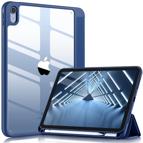 Wenlaty Kompatibel mit iPad (A16) 11th Generation Hülle 11 Zoll 2025, für iPad 10th Generation Hülle 10.9 Zoll 2022 mit Stifthalter, Trifold Stand Protective Clear Back, Auto Wake/Sleep, Sea Blue