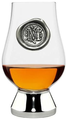 English Pewter Company Glencairn Personalised Whisky Glass with Monogram Initial - Unique Gifts for Men - with Your Choice of Initial 200ml [WGP213] (M)