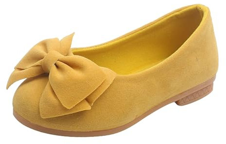 Girls Mary Jane Shoes Toddler Kids School Shoes Bow Ballet Flat Dress Shoes Party Shoes Ballet Flats Ballerina Shoes Dance Shoe Yellow