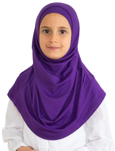 Prien Hijab Für Kinder, Türkisch Kopftuch Mädchen, Muslim Damen Schal, Viszid Tuch, Islam Kopftücher, Muslimische Frauen Khimar Abaya, Easy Kleidung, Tesettür Giyim (Purpur)