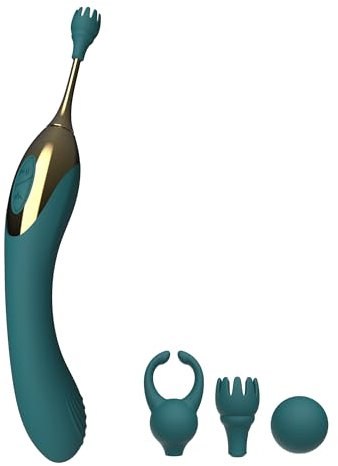 Vibration für Frauen Sex Spielzeug, Silikon Klitoris Vibrator Mit 9 Vibrationmodi & 3 austauschbaren Vibratorköpfe, Klitoris-G-Punkt-Vibrator, Frauen klitoris stimulator, Sex Spielzeug (Grün)